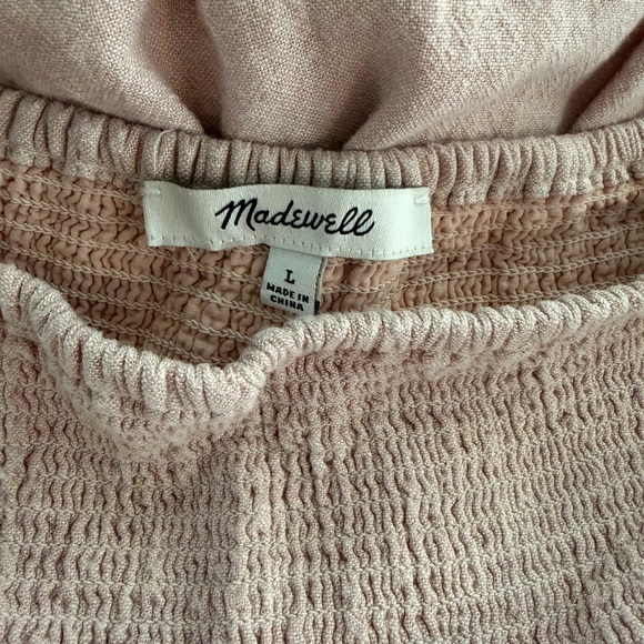 Madewell Linen-Blend Eyelet-Sleeve Lucie Smocked Midi Dress - Wisteria Dove - Picture 11 of 13